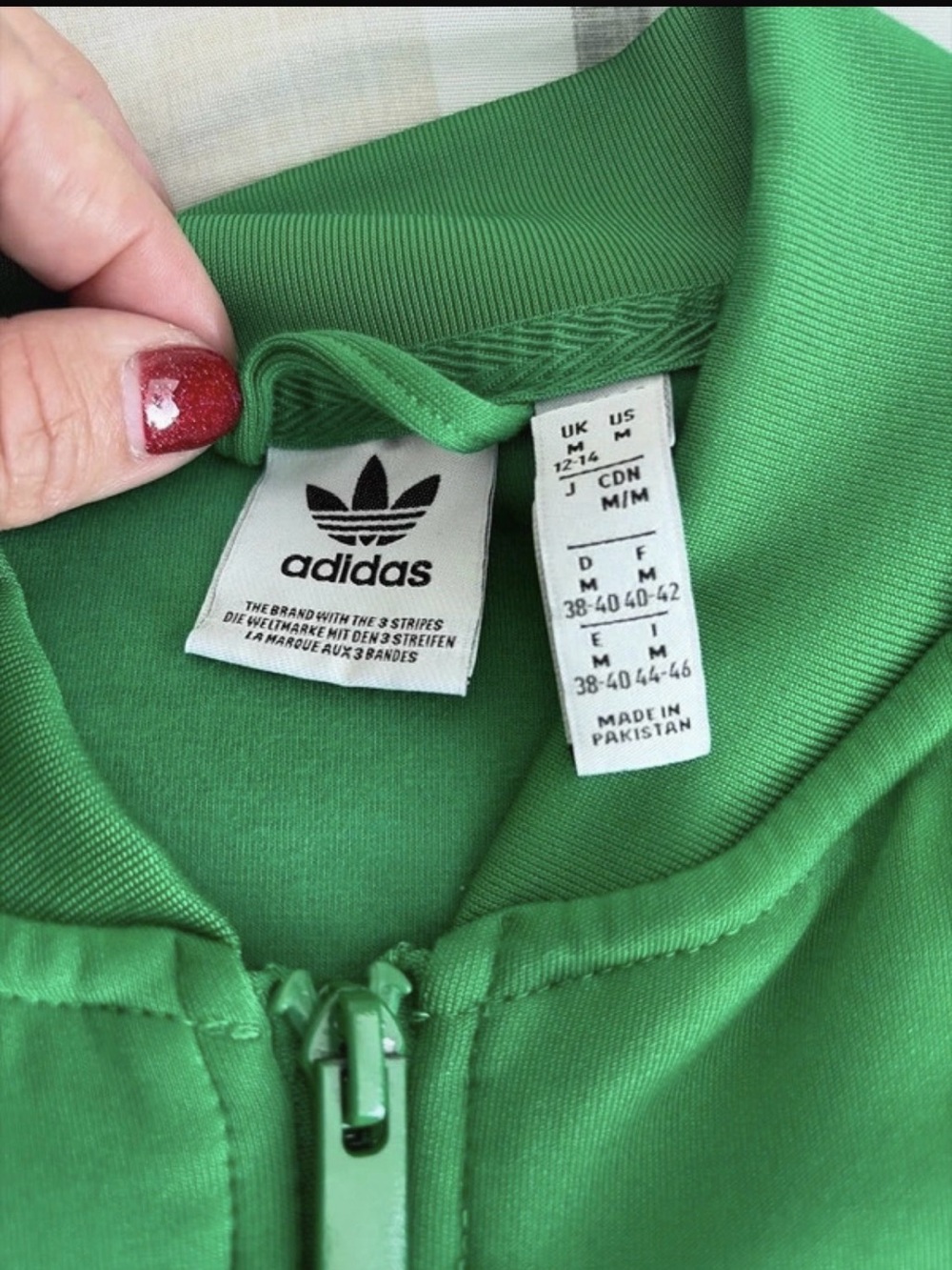 adidas Green Trefoil Zip-Front Track Jacket with White Stripes - Picture 2 of 5